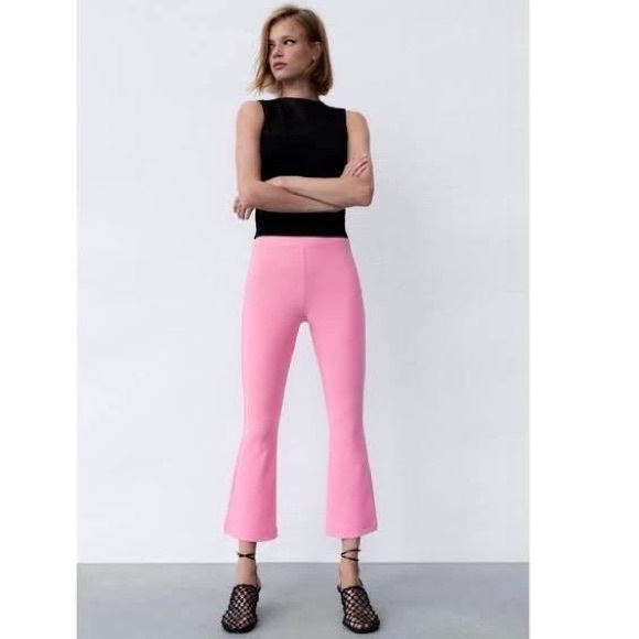 NWOT Zara High-Rise Mini Flare Ribbed Leggings - Picture 1 of 9